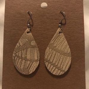 Small Tear Drop Leather Earrings
